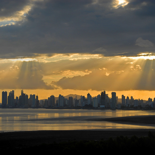 "Atardecer ciudad de Panama" stock image