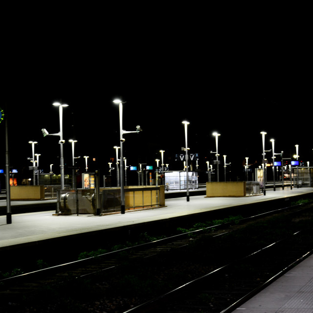 "Train station at night" by Amit Mendelsohn - $48.91 "Train station at night" stock image