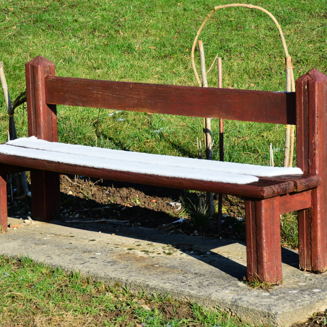 "A bench with snow" by Amit Mendelsohn - $48.91 "A bench with snow" stock image