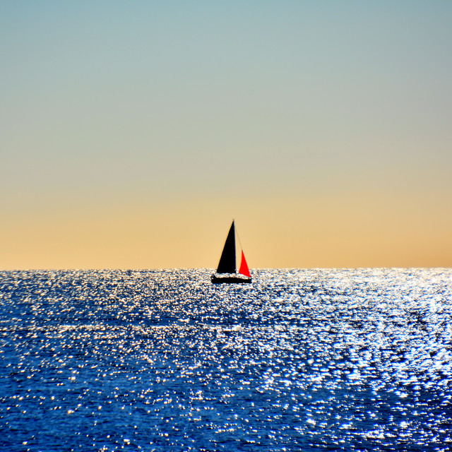 "A sailing boat in the horizon" by Amit Mendelsohn - $48.91 "A sailing boat in the horizon" stock image