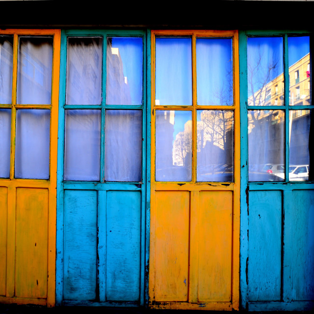"A blue and orange vitrine" by Amit Mendelsohn - $48.91 "A blue and orange vitrine" stock image