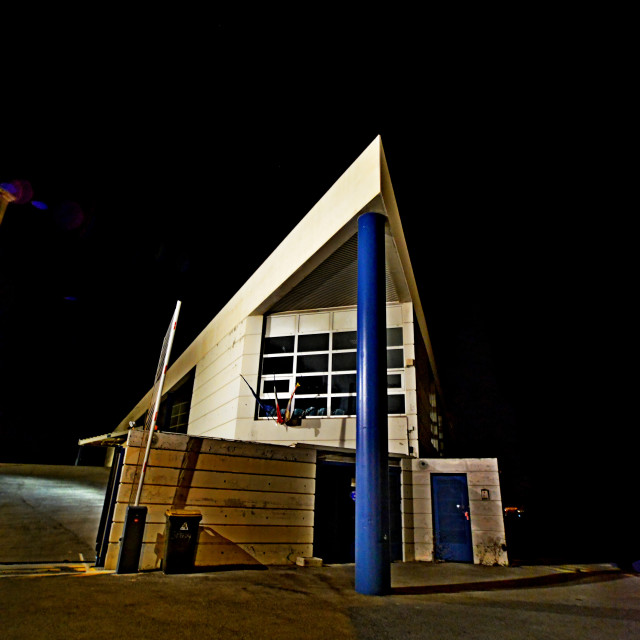 "A building at night" by Amit Mendelsohn - £50.00 "A building at night" stock image