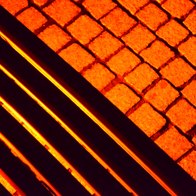 "A bench and a floor tiles" by Amit Mendelsohn - £50.00 "A bench and a floor tiles" stock image