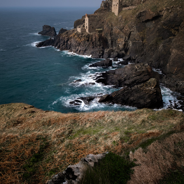 "The Botallack Mines in Cornwall, England." stock image