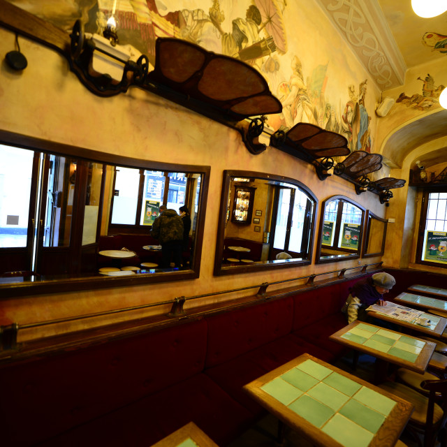 "An art nouveau restaurant bar" by Amit Mendelsohn - £50.00 "An art nouveau restaurant bar" stock image