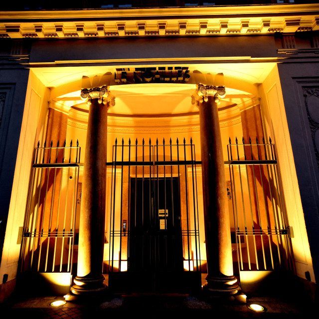 "Lighted up building entrance" by Amit Mendelsohn - £50.00 "Lighted up building entrance" stock image