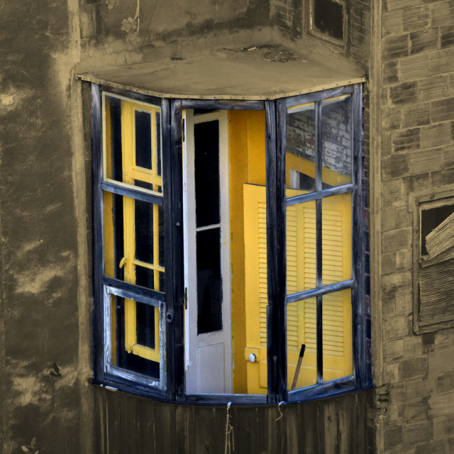 "A yellow balcony" by Amit Mendelsohn - £50.00 "A yellow balcony" stock image