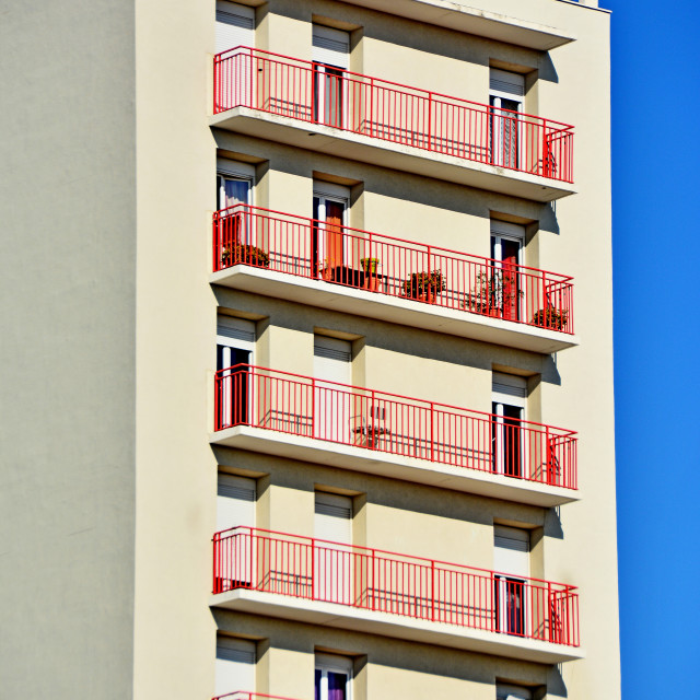 "Red balconies" by Amit Mendelsohn - $50.52 "Red balconies" stock image