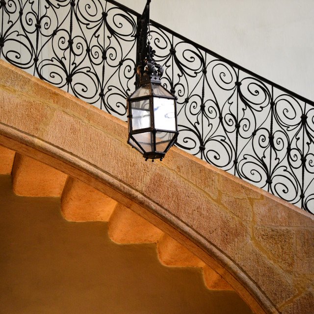 "Steps up and a lamp" by Amit Mendelsohn - £50.00 "Steps up and a lamp" stock image