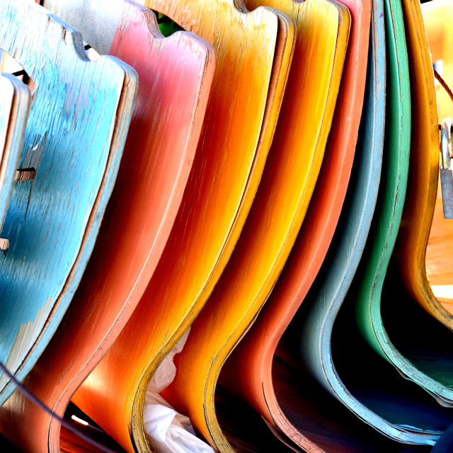 "Chairs tied up together" by Amit Mendelsohn - £50.00 "Chairs tied up together" stock image
