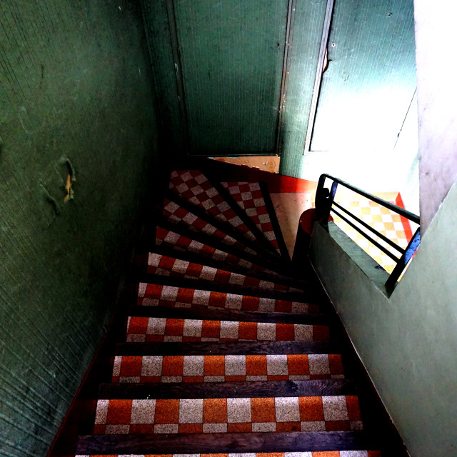 "steps tiled red and white" by Amit Mendelsohn - £50.00 "steps tiled red and white" stock image