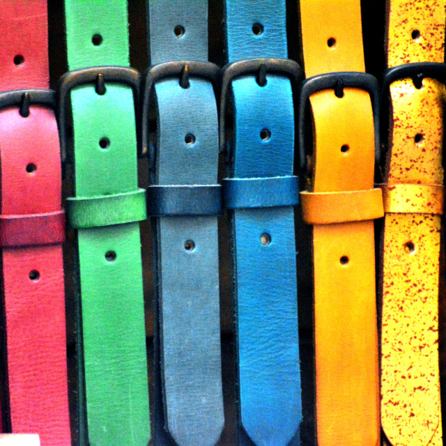 "Belts in colours," by Amit Mendelsohn - £50.00 "Belts in colours," stock image