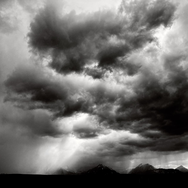 "Storm Clouds in black & white." stock image