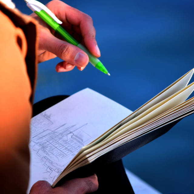 "An artist drawing" by Amit Mendelsohn - £50.00 "An artist drawing" stock image