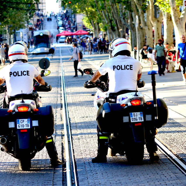 "2 police motorcyclists" stock image