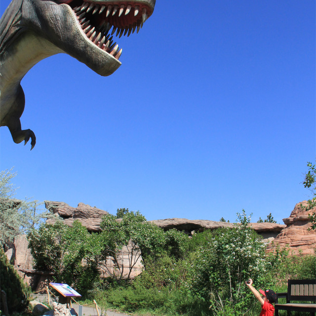 "T-Rex Getting Selfie Help" stock image