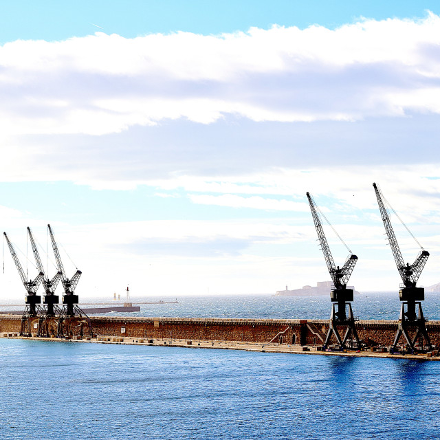 "The Cranes on the port" by Amit Mendelsohn - £50.00 "The Cranes on the port" stock image