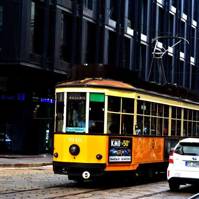 "The old cars of the tram" stock image