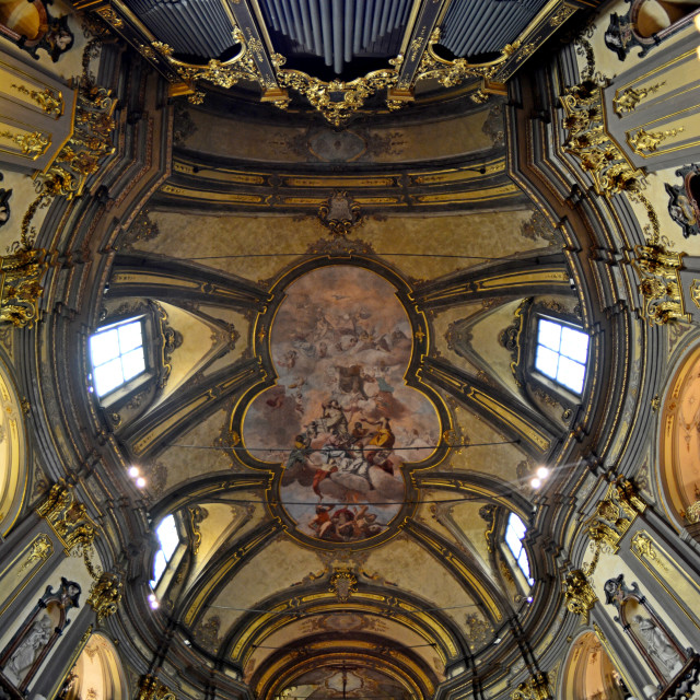 "The ceiling of a church in Milano" stock image