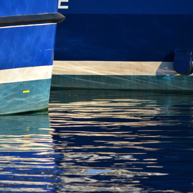 "Boats and their reflection" stock image