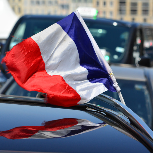 "The french flag after winning world cup" stock image