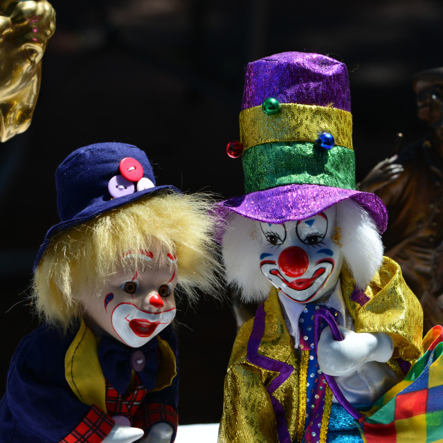 "2 clown dolls" by Amit Mendelsohn - £50.00 "2 clown dolls" stock image