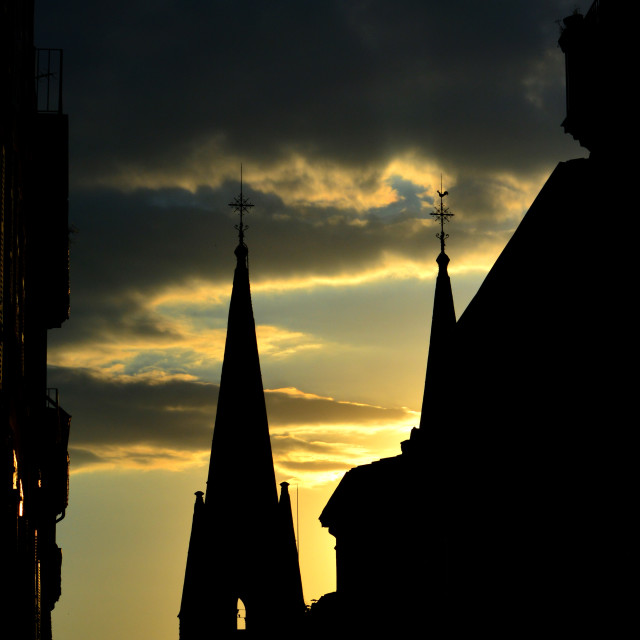 "A church in the sunset" stock image