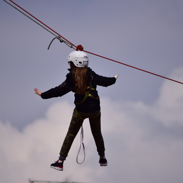 "A girl hanged in the air" stock image