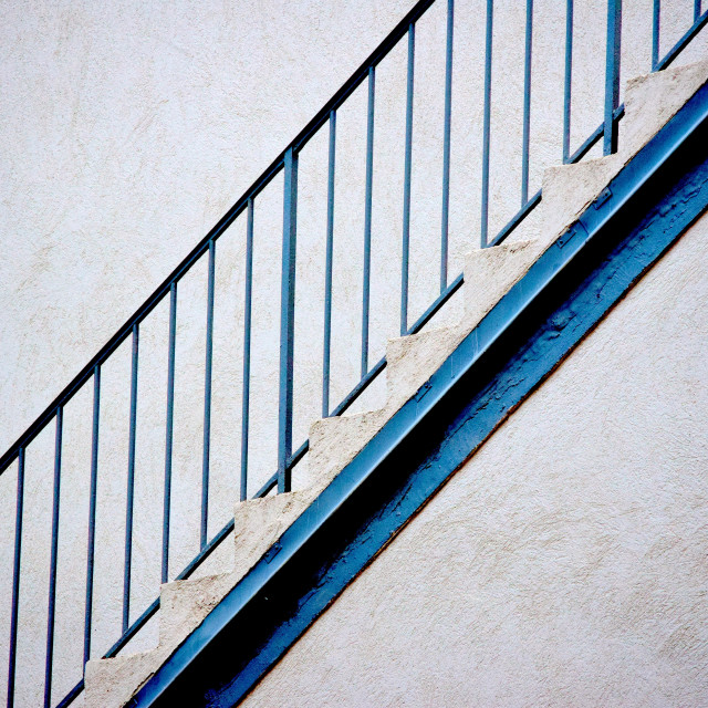 "Steps in blue and white" by Amit Mendelsohn - £50.00 "Steps in blue and white" stock image
