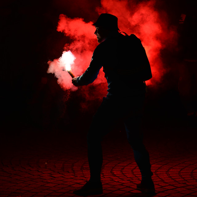 "A man celebrating" stock image