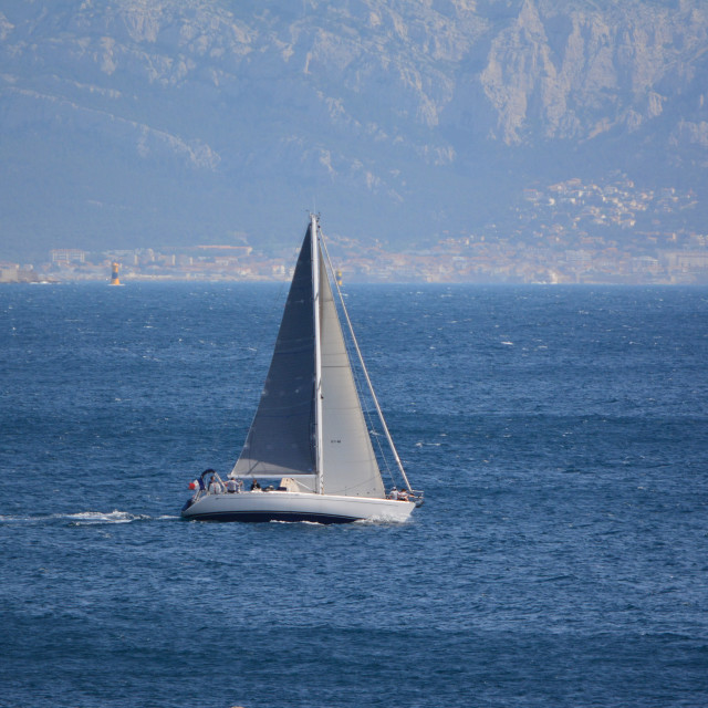 "A sailing boat" by Amit Mendelsohn - £50.00 "A sailing boat" stock image