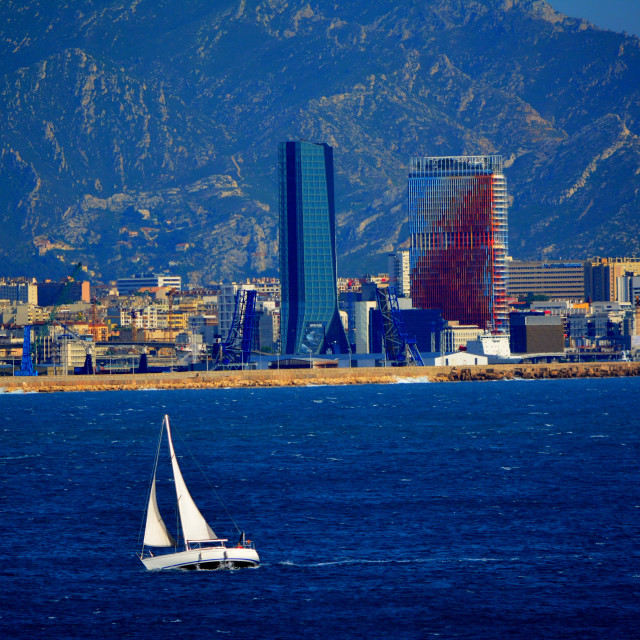 "Boats on the bay of Marseille" stock image