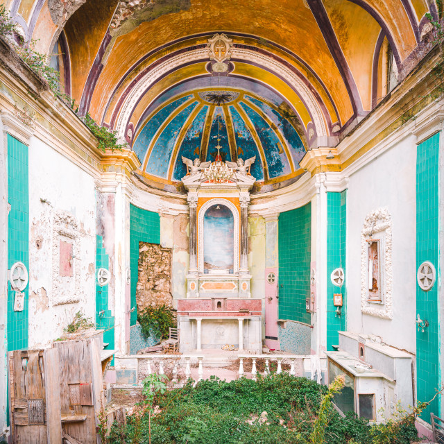 "Teal Church in Decay" by Roman Robroek - $30.80 "Teal Church in Decay" stock image