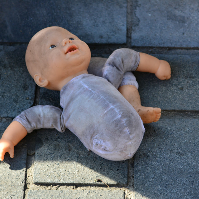 "A doll messed up" stock image