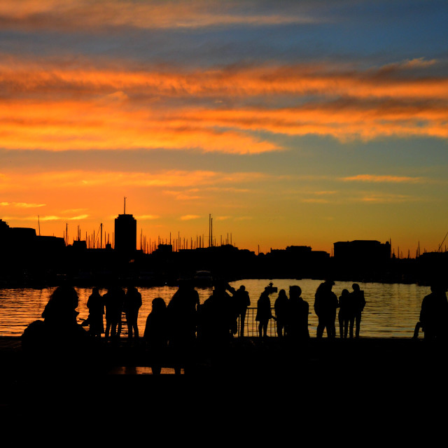 "Silhouettes in the sunset" stock image