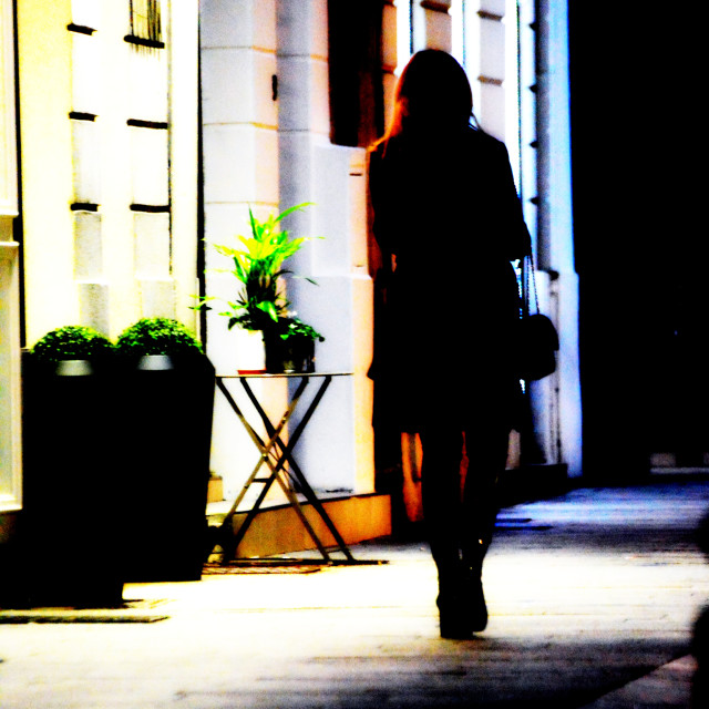 "A silhouette of a woman alone" by Amit Mendelsohn - £50.00 "A silhouette of a woman alone" stock image