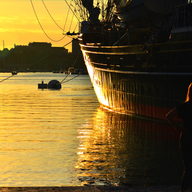 "Sunset on a boat" by Amit Mendelsohn - £50.00 "Sunset on a boat" stock image