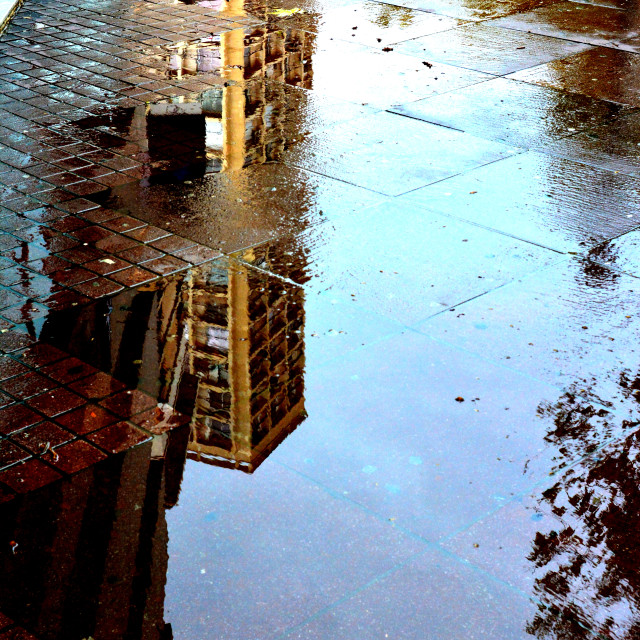 "A building reflecting in a pond" by Amit Mendelsohn - £50.00 "A building reflecting in a pond" stock image