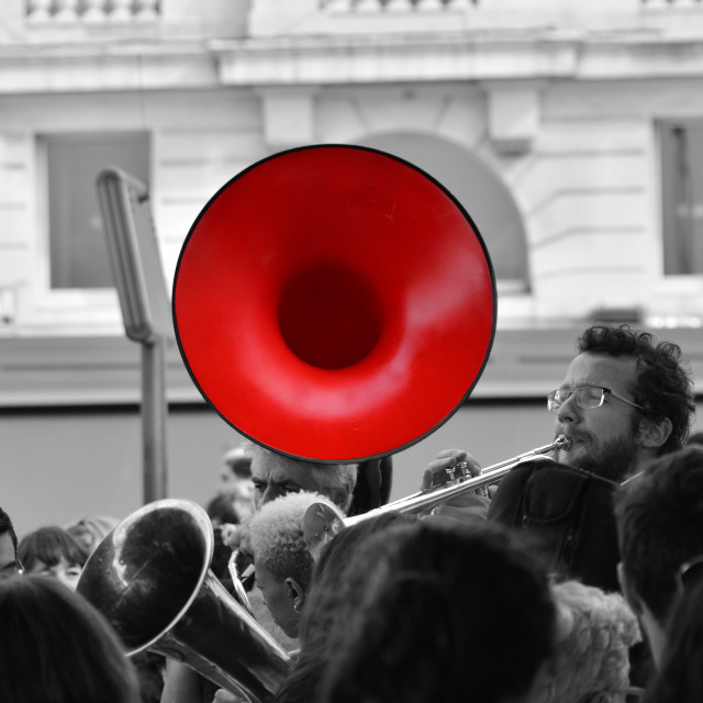"The red Tuba" by Amit Mendelsohn - £50.00 "The red Tuba" stock image