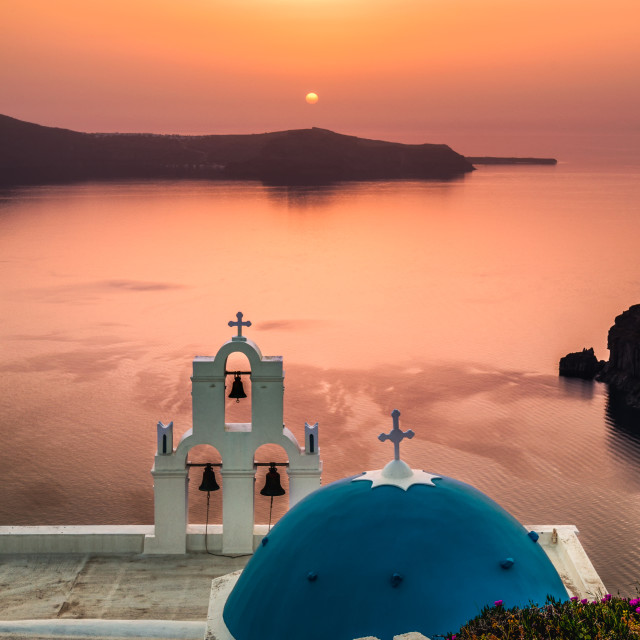 "Santorini during sunset" stock image
