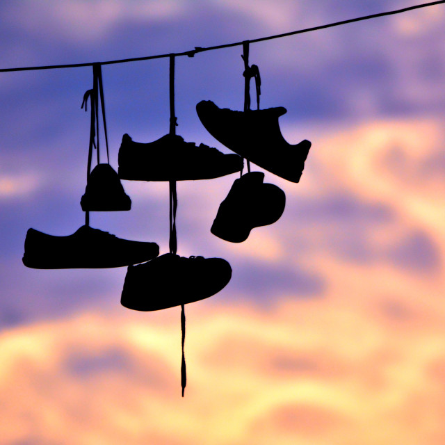 "Shoes in the air" by Amit Mendelsohn - £50.00 "Shoes in the air" stock image
