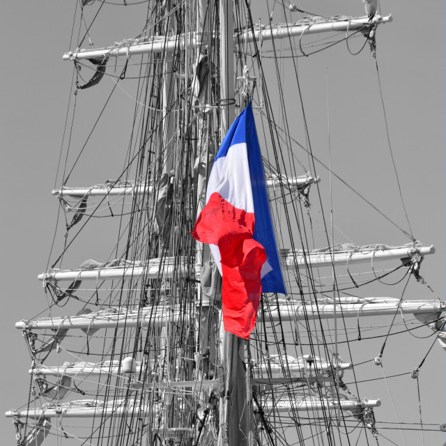 "The french flag on a boat" by Amit Mendelsohn - £50.00 "The french flag on a boat" stock image