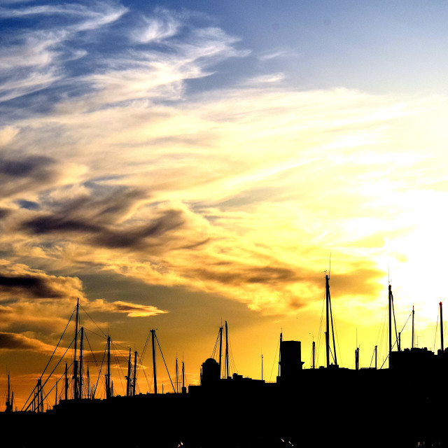 "Sunset over the port" by Amit Mendelsohn - £50.00 "Sunset over the port" stock image