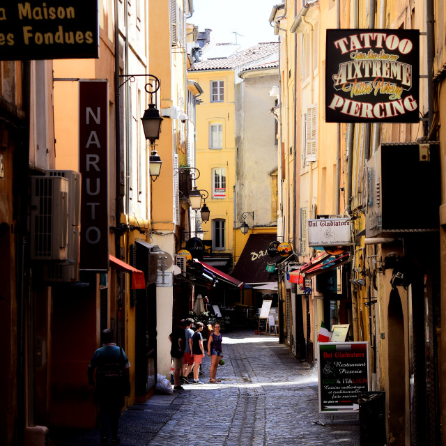 "A street in Aix en Provence" by Amit Mendelsohn - £50.00 "A street in Aix en Provence" stock image