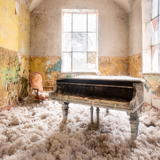 "Abandoned Piano in Wool" by Roman Robroek - $30.80 "Abandoned Piano in Wool" stock image