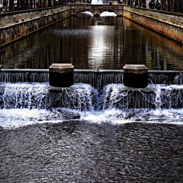 "Nimes canal and fountain" stock image