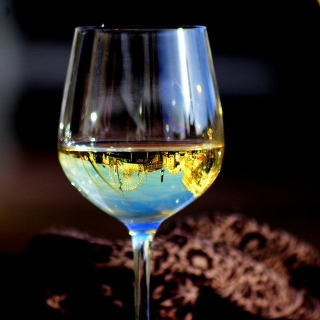 "White wine and upside down" stock image