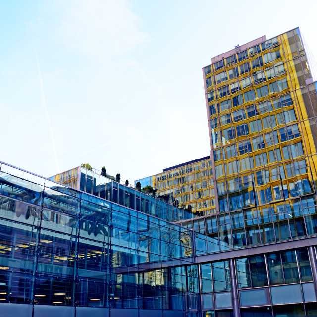 "A reflection over a building" stock image