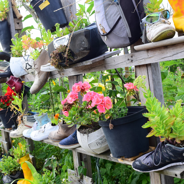 "And shoes are pots" stock image