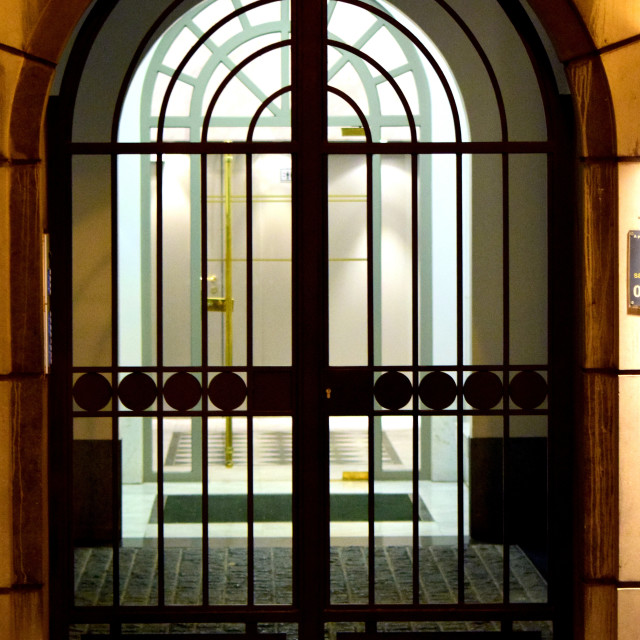 "A door behind a door behind a door" stock image